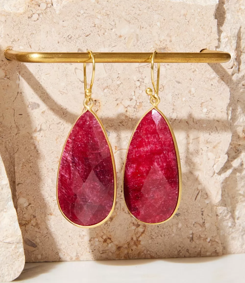 Large Natural Gemstone Earrings>Karen Kane Online