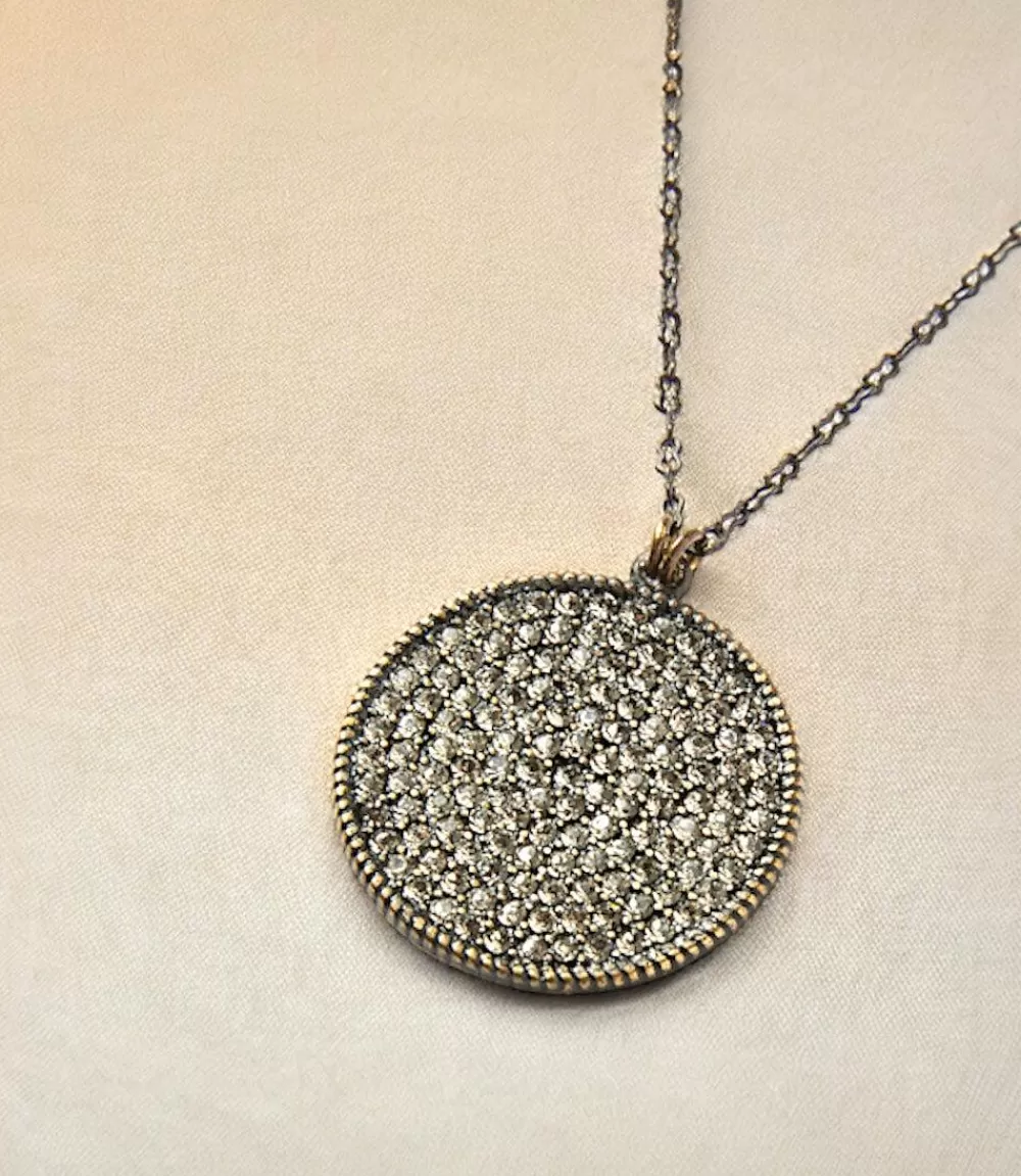 Large Pavé Disc Necklace>Karen Kane Online