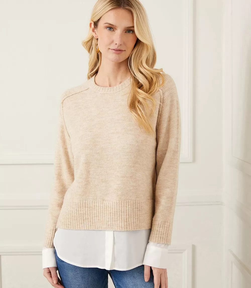 Layered Crewneck Sweater>Karen Kane Fashion