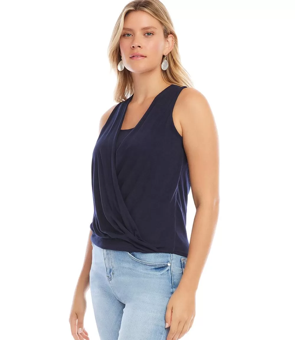 Layered Drape Front Top>Karen Kane Shop