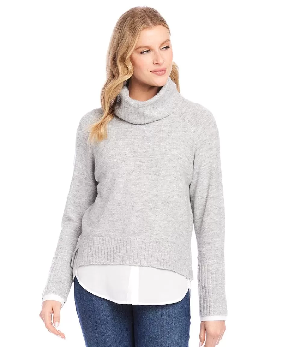 Layered Turtleneck Sweater>Karen Kane Clearance