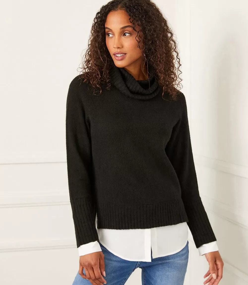 Layered Turtleneck Sweater>Karen Kane New