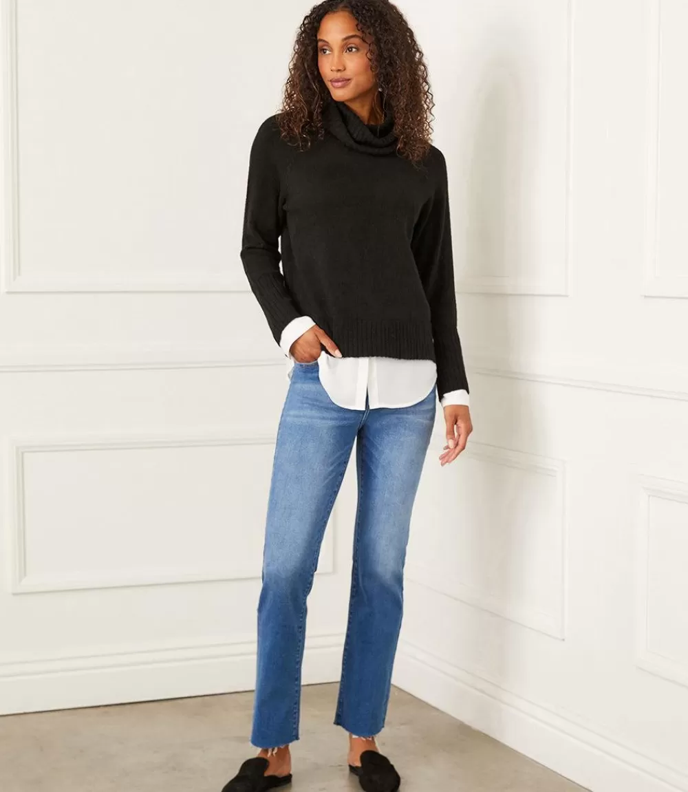 Layered Turtleneck Sweater>Karen Kane New