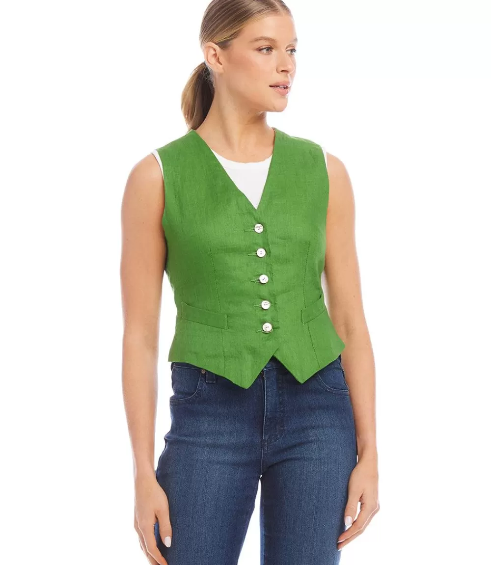 Linen Vest>Karen Kane Cheap