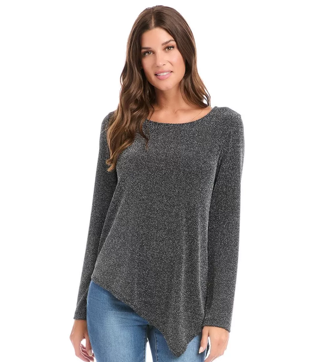 Long Sleeve Asymmetric Hem Top>Karen Kane New