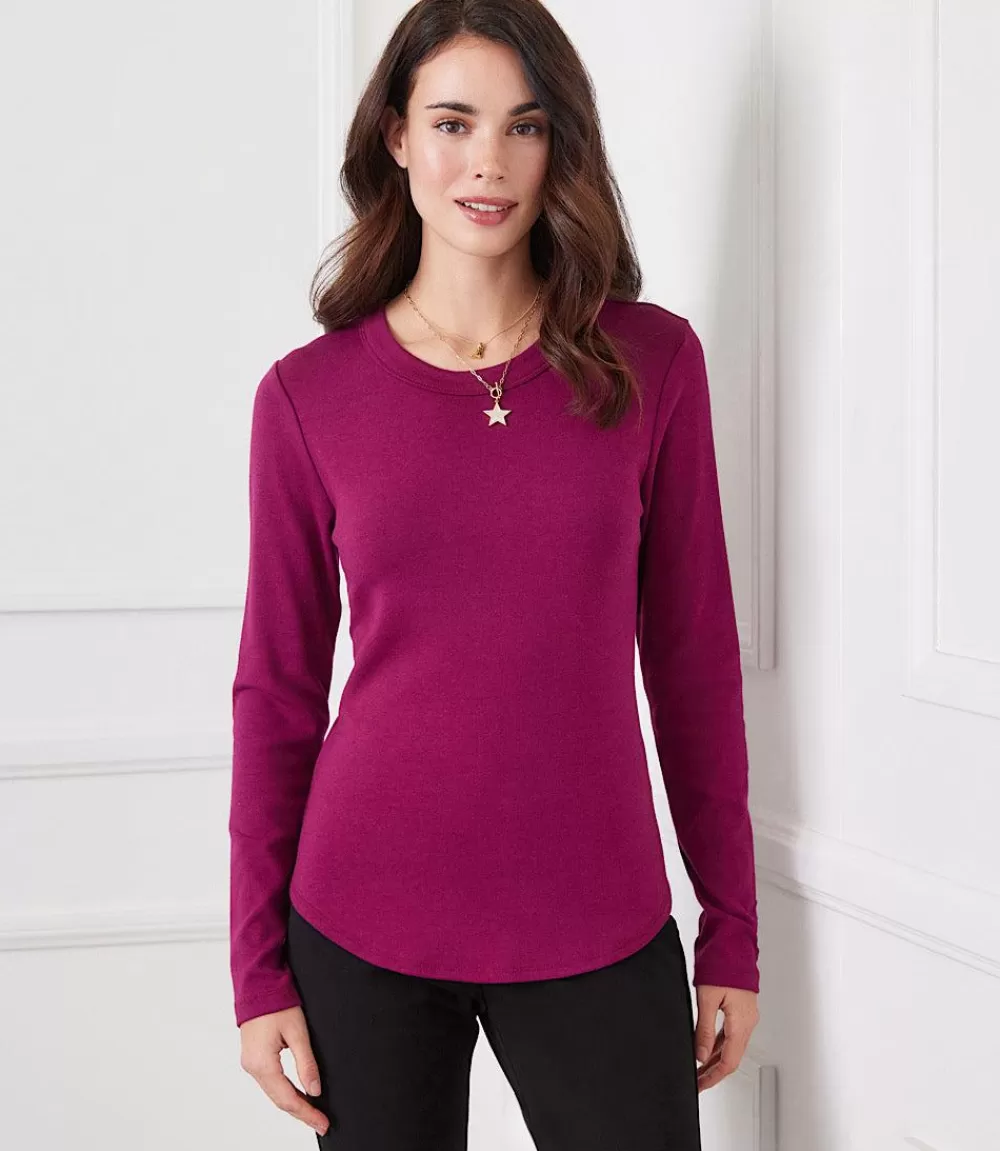 Long Sleeve Crew Neck Tee>Karen Kane Discount