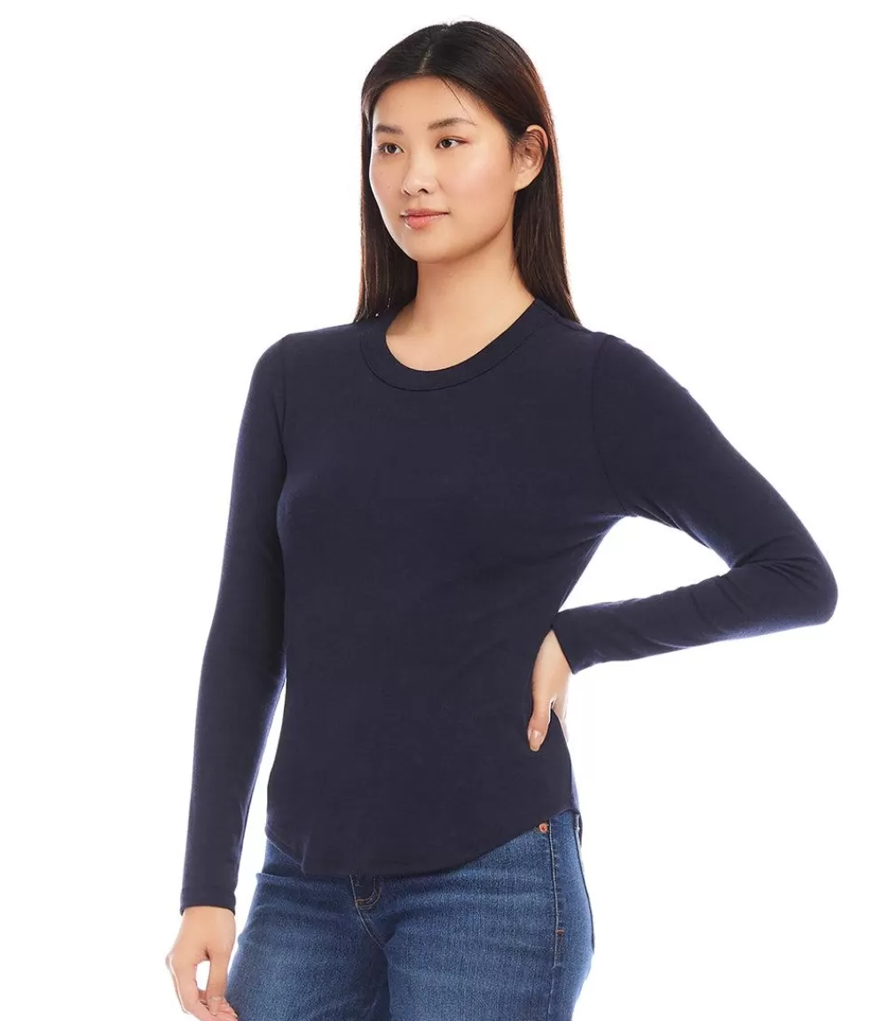 Long Sleeve Crew Neck Tee>Karen Kane Flash Sale