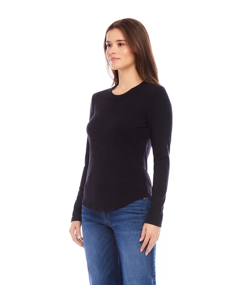 Long Sleeve Crew Neck Tee>Karen Kane Hot