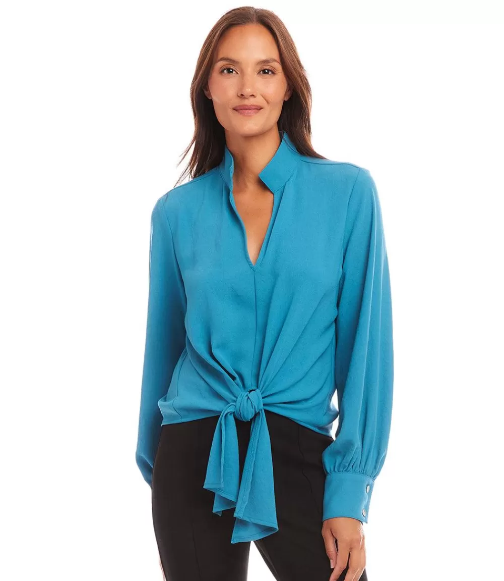 Long Sleeve Tie Front Top>Karen Kane Cheap