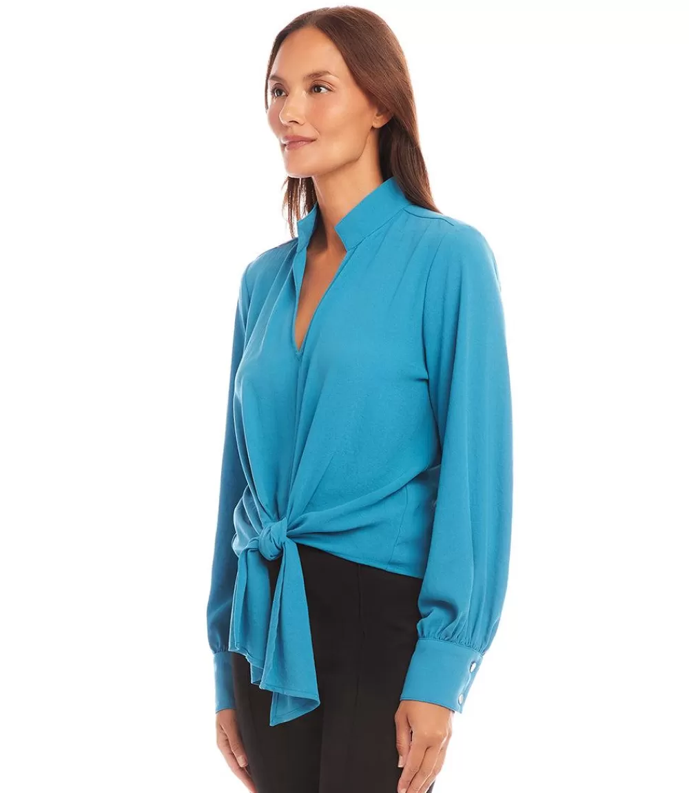 Long Sleeve Tie Front Top>Karen Kane Cheap