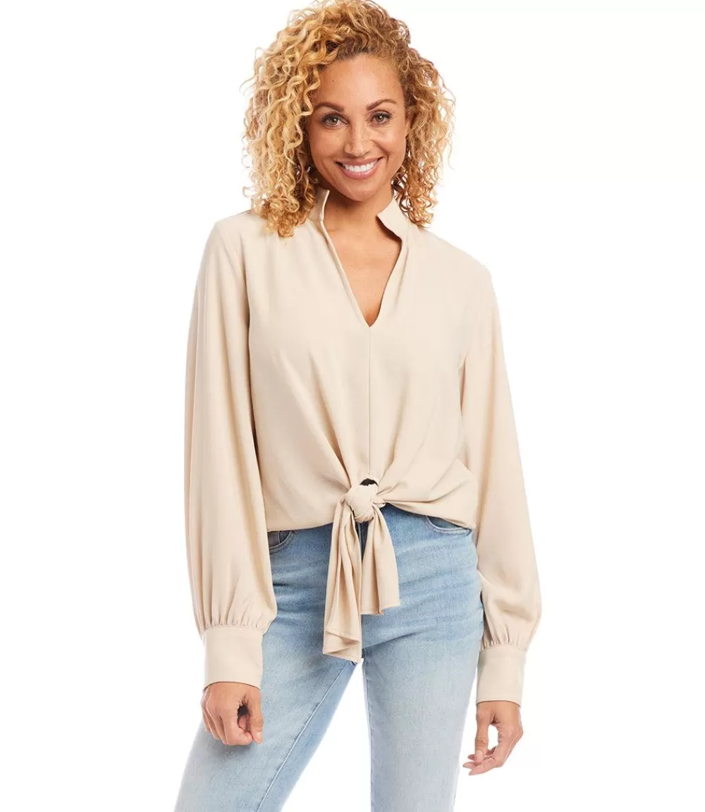 Long Sleeve Tie Front Top>Karen Kane Discount