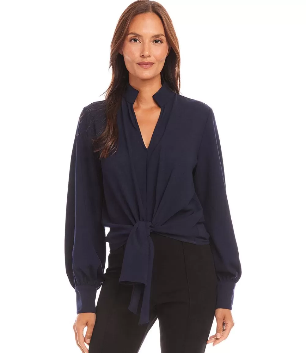 Long Sleeve Tie Front Top>Karen Kane Hot