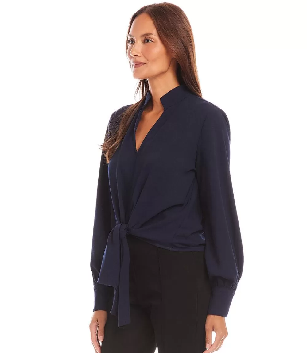 Long Sleeve Tie Front Top>Karen Kane Hot