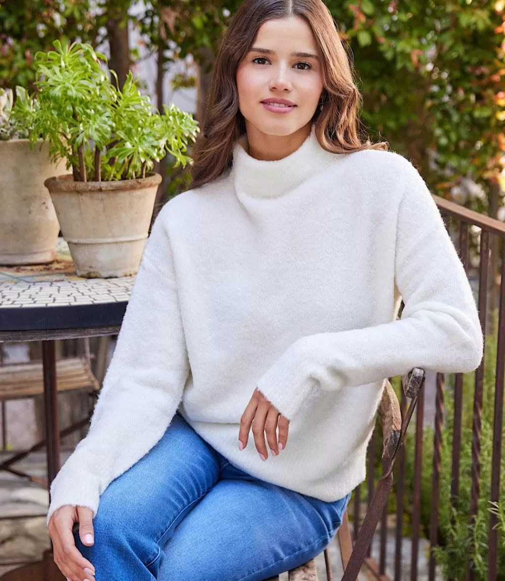 Mock Neck Boucle Sweater>Karen Kane Fashion