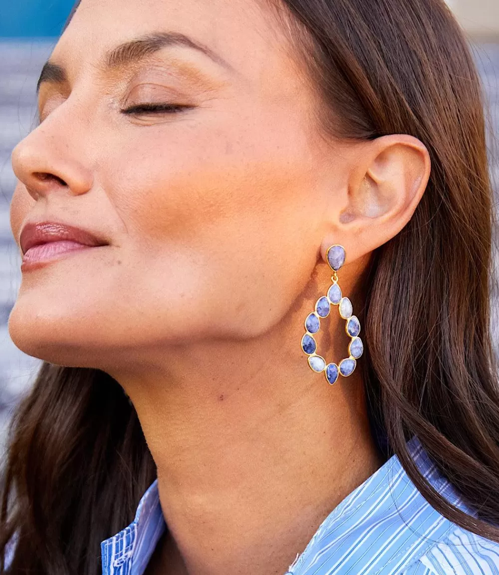 Multi Gemstone Drop Earrings>Karen Kane Store