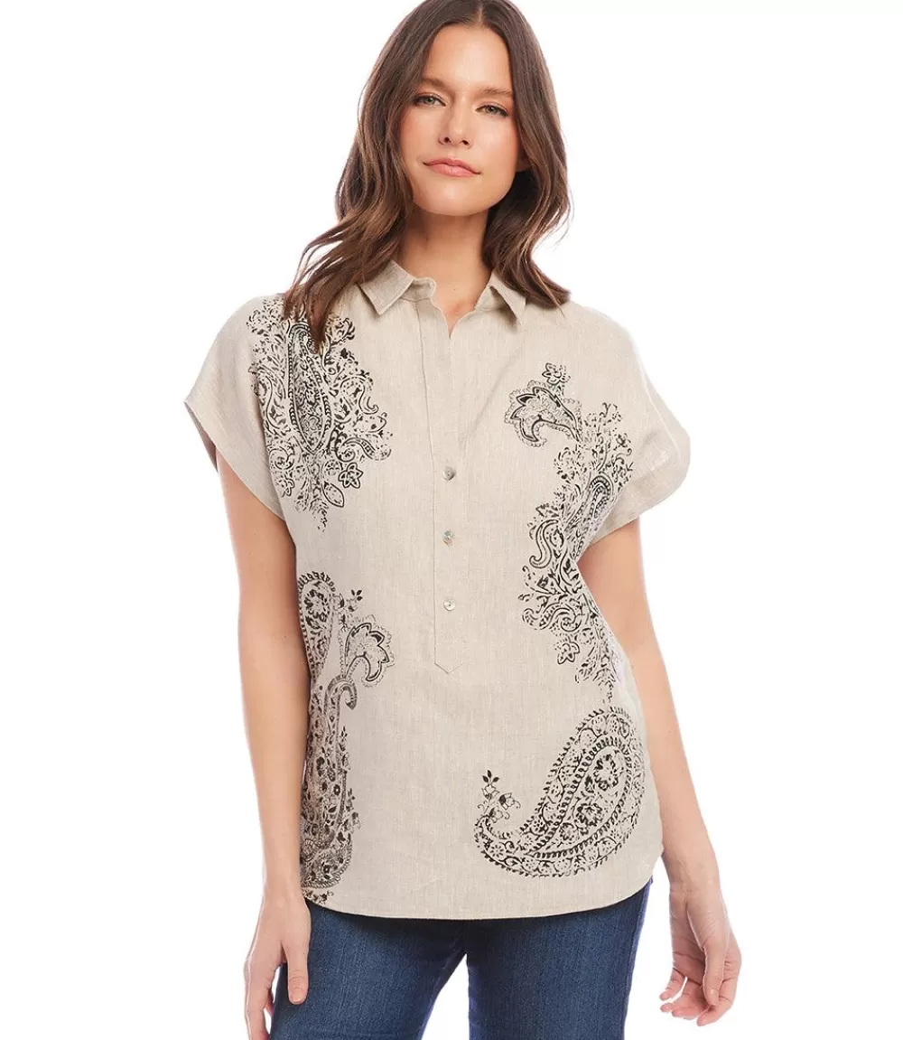 Paisley Print Shirt>Karen Kane New