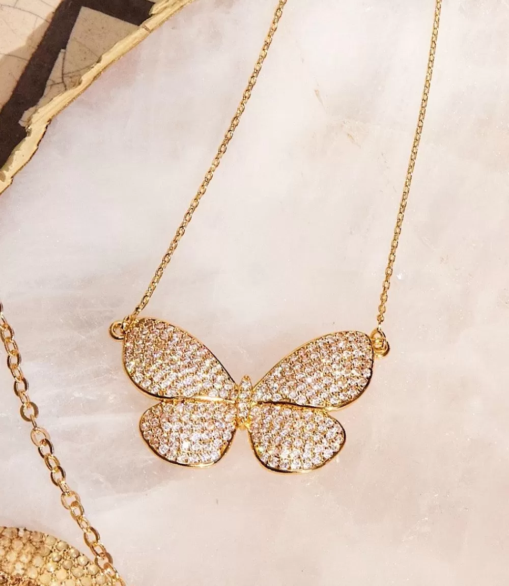 Pavé Butterfly Pendant Necklace>Karen Kane Hot