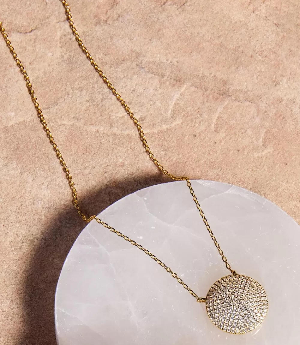 Pavé Disk Necklace>Karen Kane Store