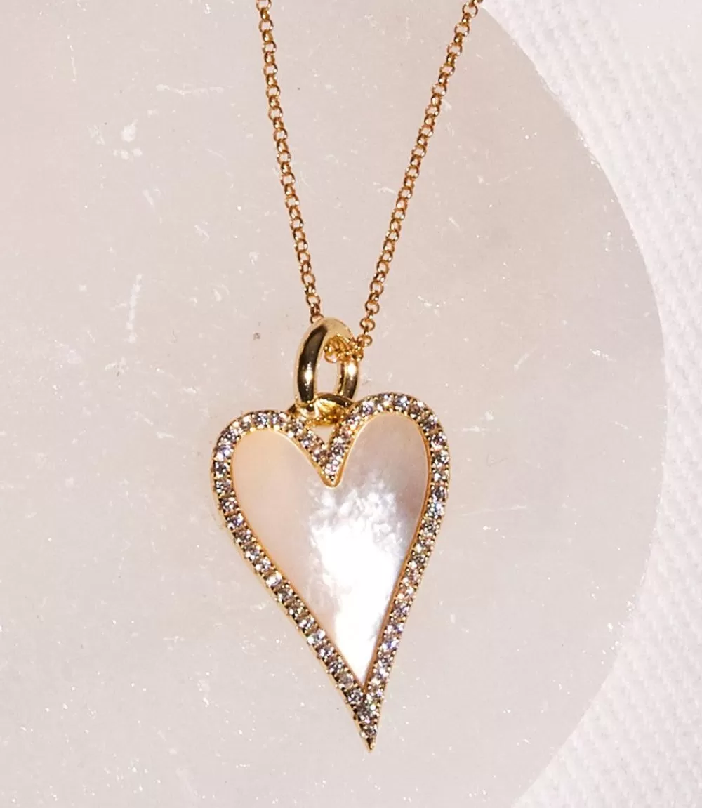 Pavé Mother Of Pearl Heart Necklace>Karen Kane Best