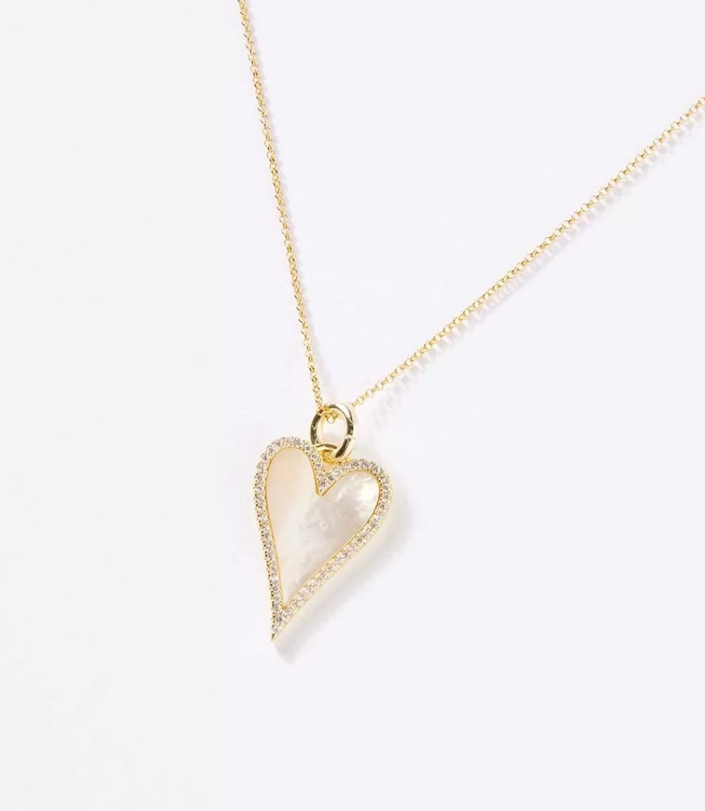 Pavé Mother Of Pearl Heart Necklace>Karen Kane Best