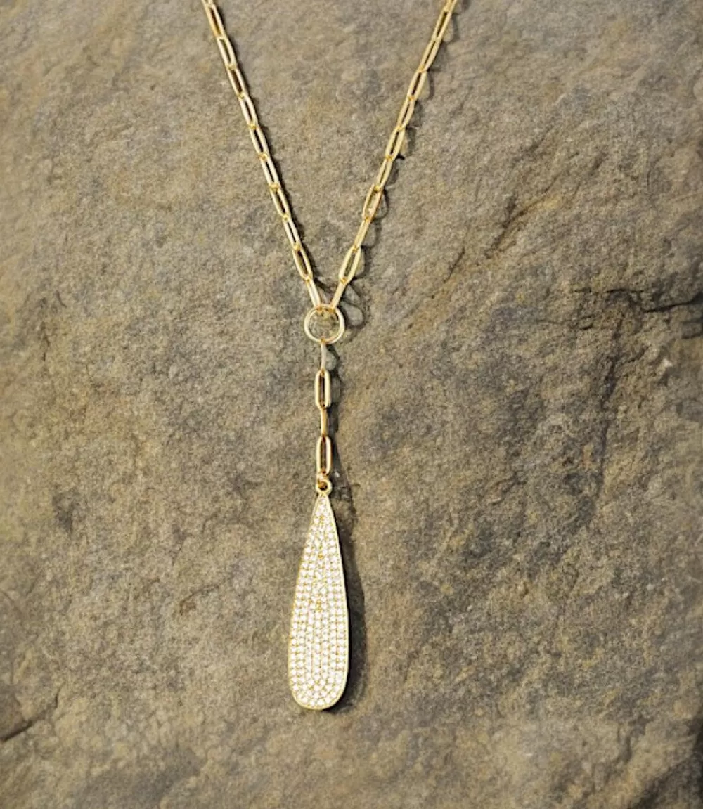 Pavé Teardrop Necklace>Karen Kane Best