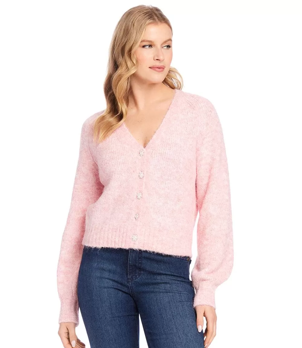 Pearl Button Cardigan Sweater>Karen Kane Hot