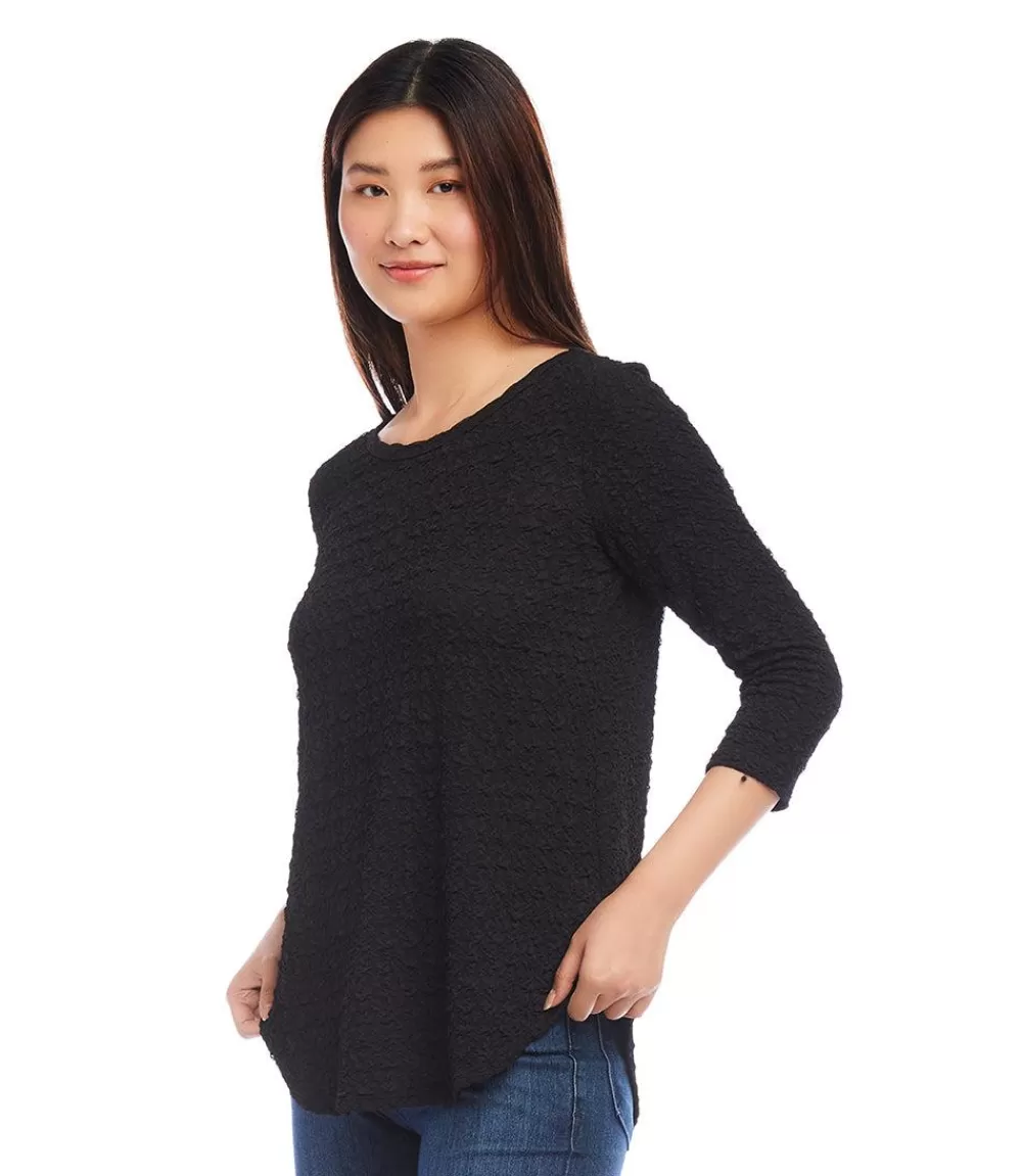 Petite Size 3/4 Sleeve Shirttail Top>Karen Kane Discount