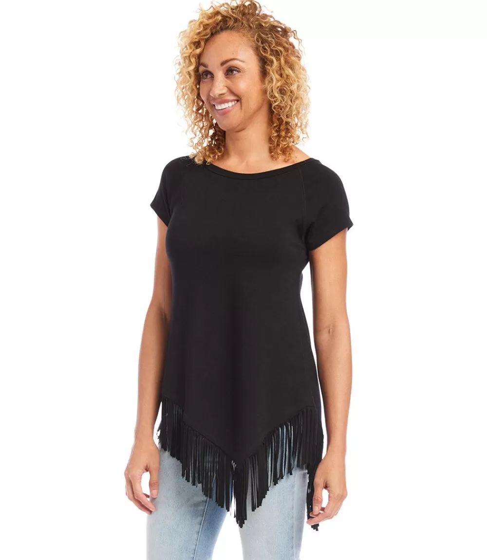 Petite Size Angled Fringe Top>Karen Kane Best