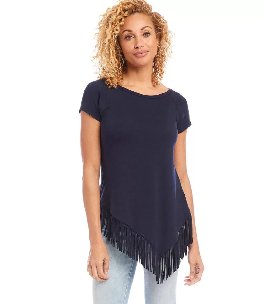 Petite Size Angled Fringe Top>Karen Kane Shop