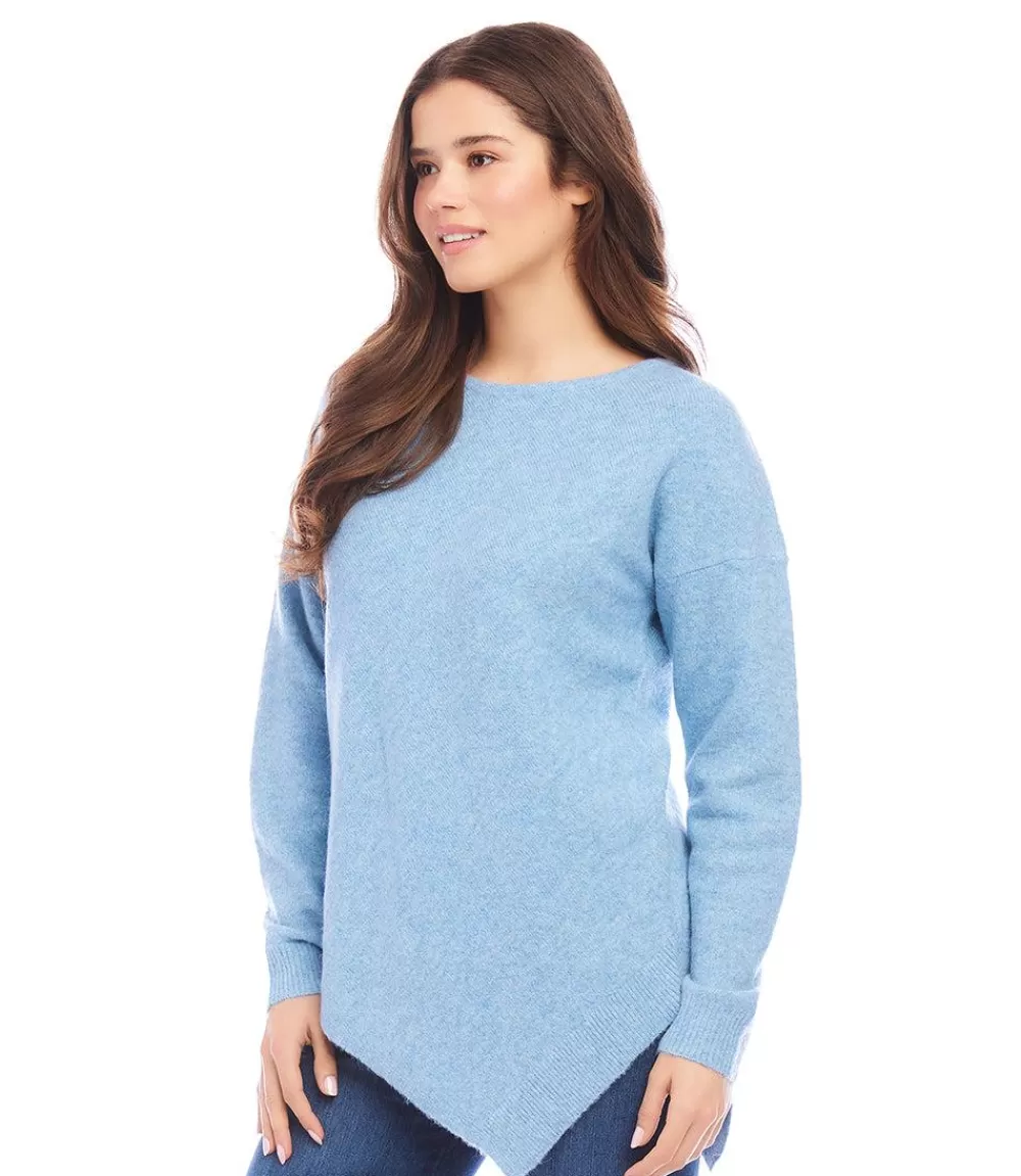 Petite Size Asymmetric Hem Sweater>Karen Kane Store