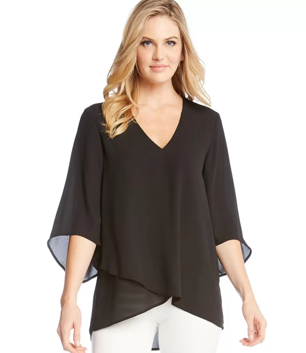 Petite Size Bracelet Sleeve Asymmetric Top>Karen Kane Cheap