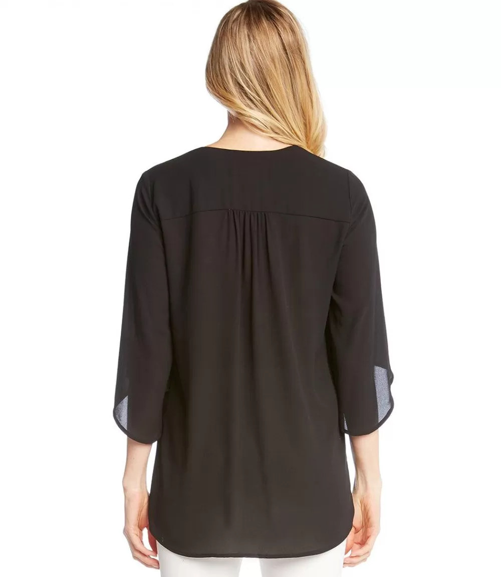 Petite Size Bracelet Sleeve Asymmetric Top>Karen Kane Cheap