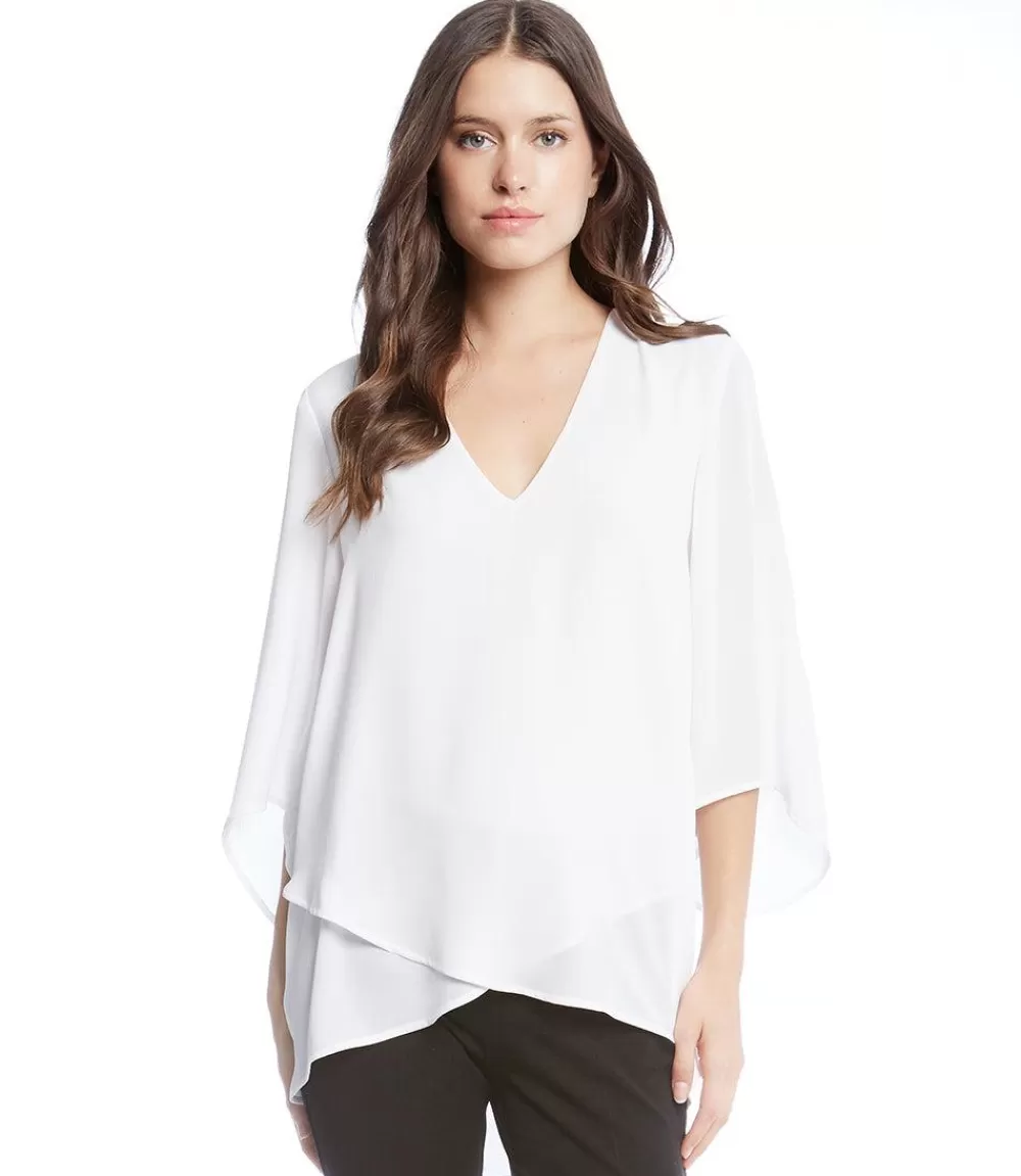 Petite Size Bracelet Sleeve Asymmetric Top>Karen Kane Fashion