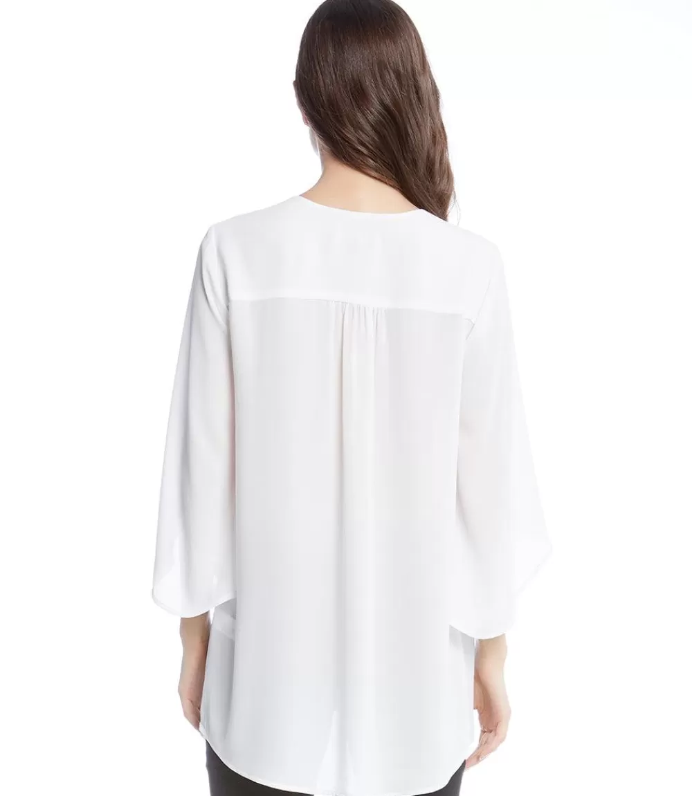 Petite Size Bracelet Sleeve Asymmetric Top>Karen Kane Fashion