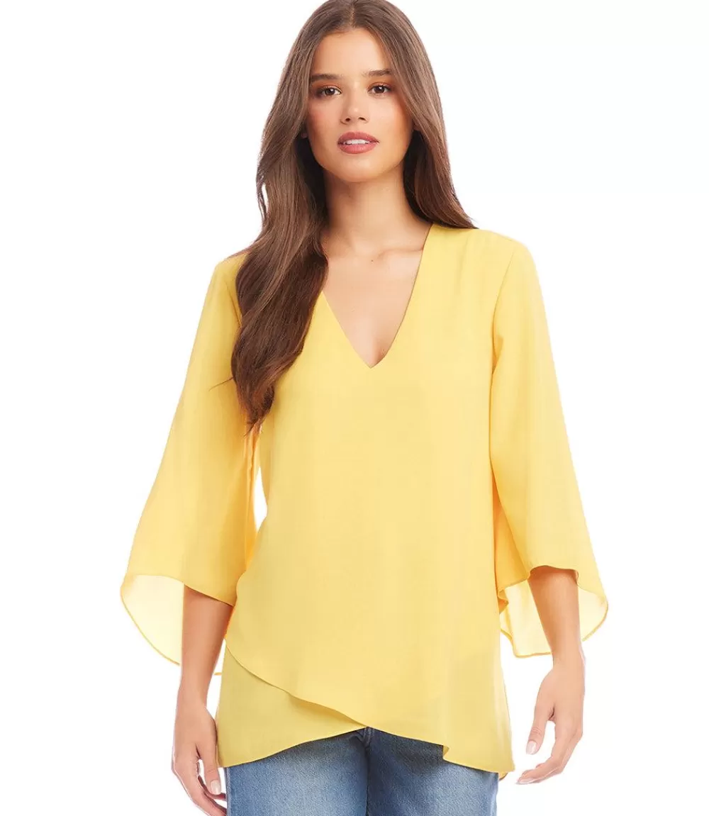 Petite Size Bracelet Sleeve Asymmetric Top>Karen Kane Flash Sale