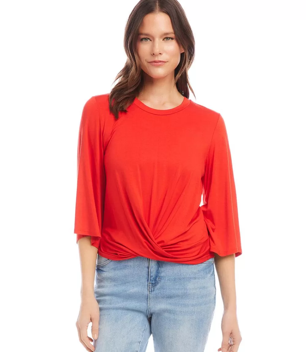 Petite Size Drape Front Top>Karen Kane Shop