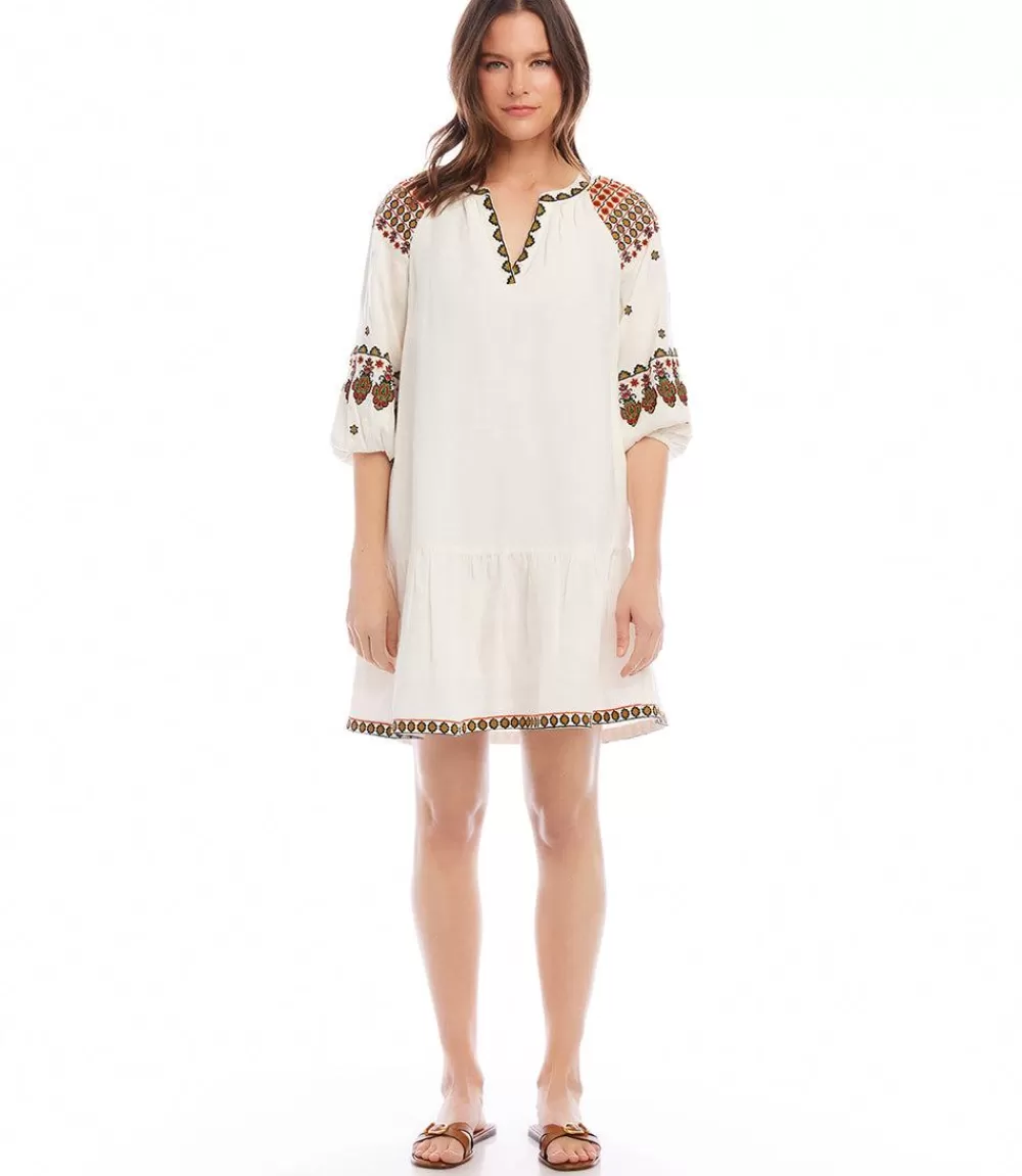 Petite Size Embroidered Ruffle Hem Dress>Karen Kane Discount