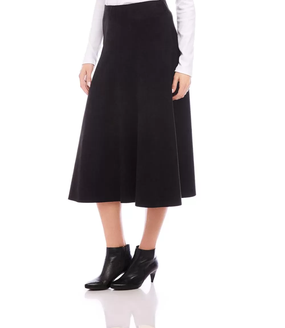 Petite Size Faux Suede Midi Skirt>Karen Kane New