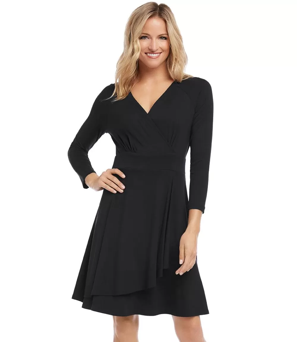 Petite Size Faux Wrap Drape Dress>Karen Kane Sale