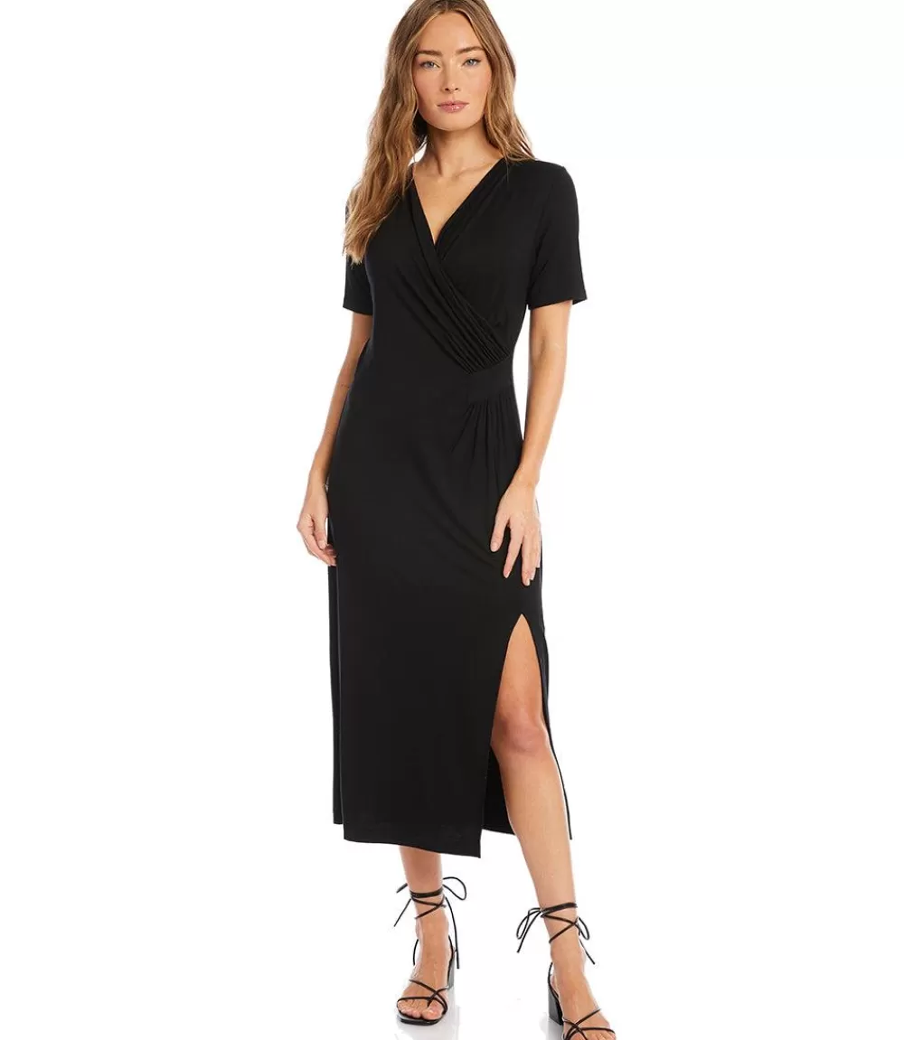 Petite Size Faux Wrap Midi Dress>Karen Kane New