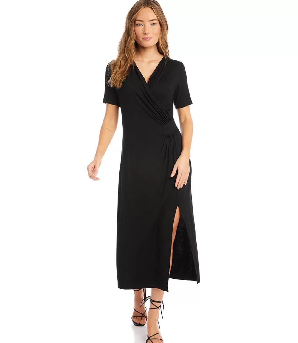 Petite Size Faux Wrap Midi Dress>Karen Kane New