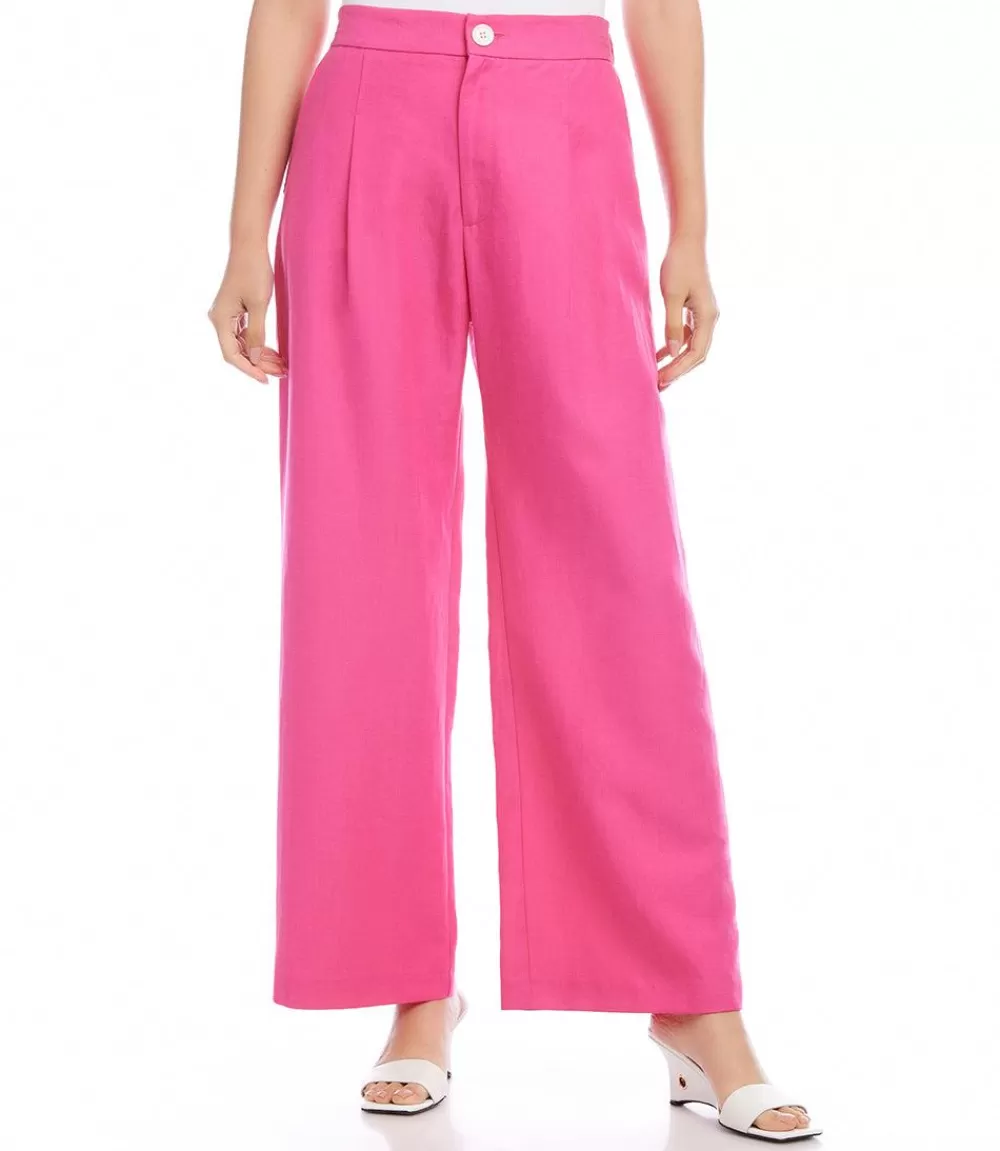 Petite Size High Waist Pleated Pants>Karen Kane Fashion