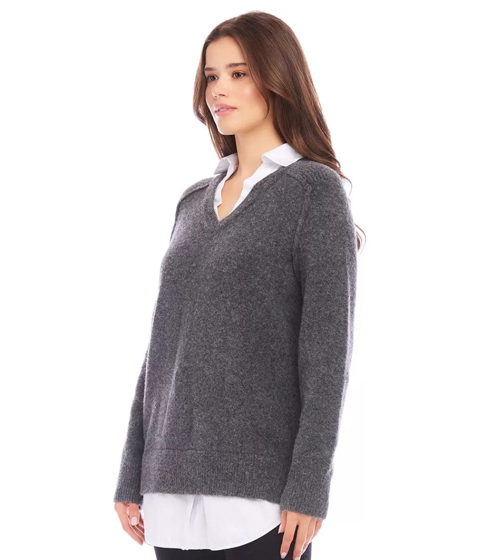 Petite Size Layered Sweater>Karen Kane Hot