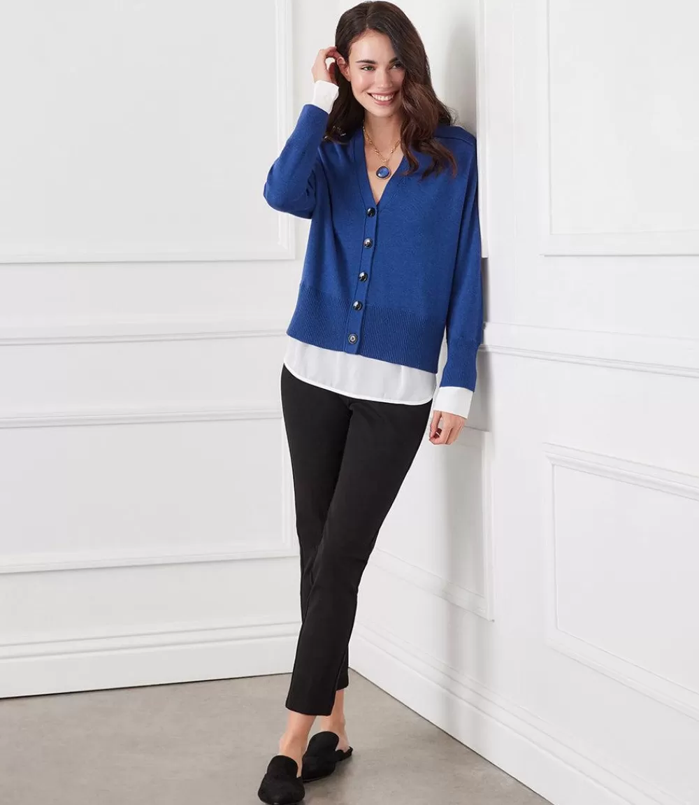 Petite Size Layered Sweater Cardigan>Karen Kane Cheap