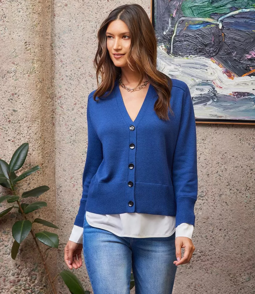 Petite Size Layered Sweater Cardigan>Karen Kane Cheap