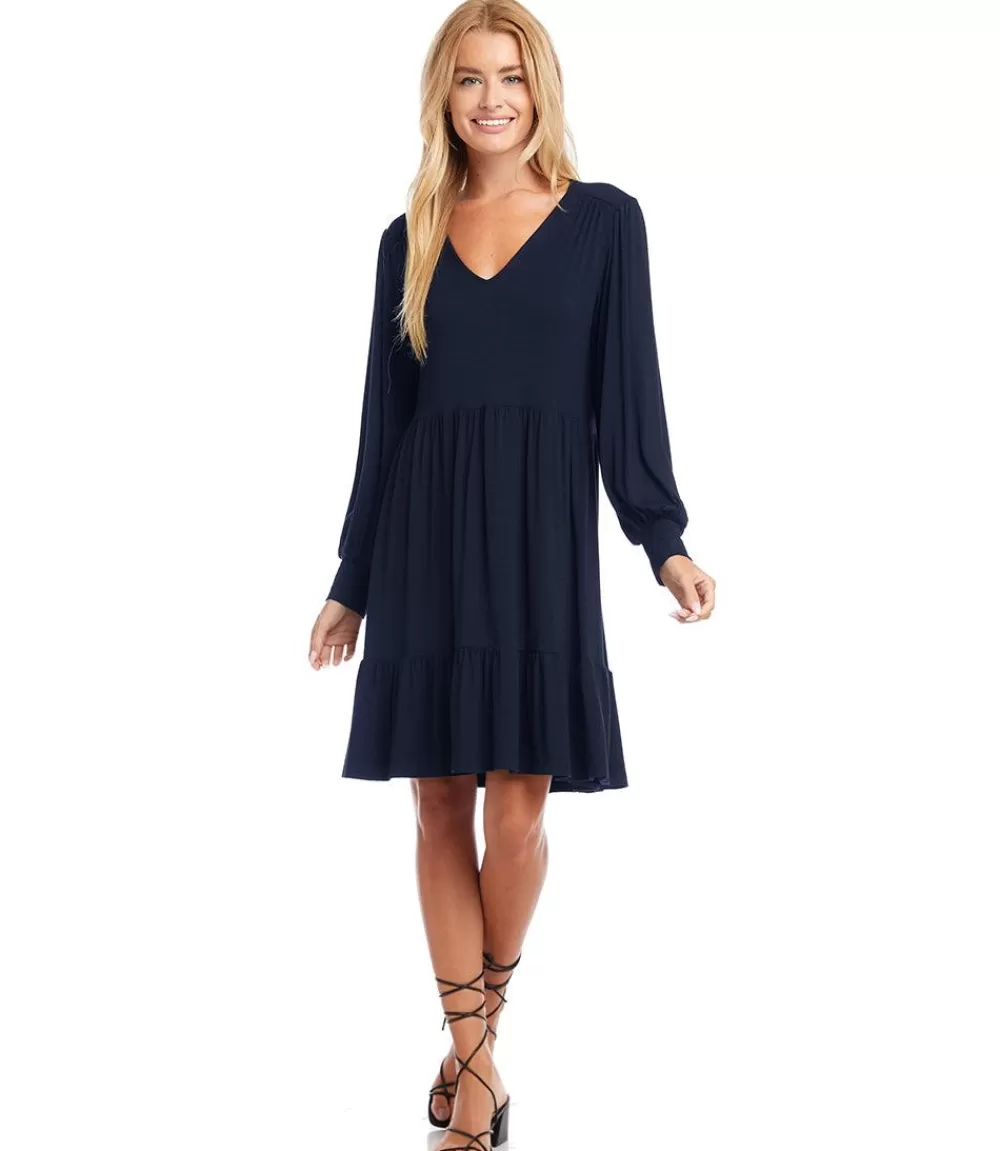 Petite Size Long Sleeve Tiered Dress>Karen Kane Online