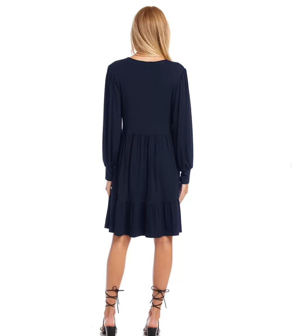 Petite Size Long Sleeve Tiered Dress>Karen Kane Online