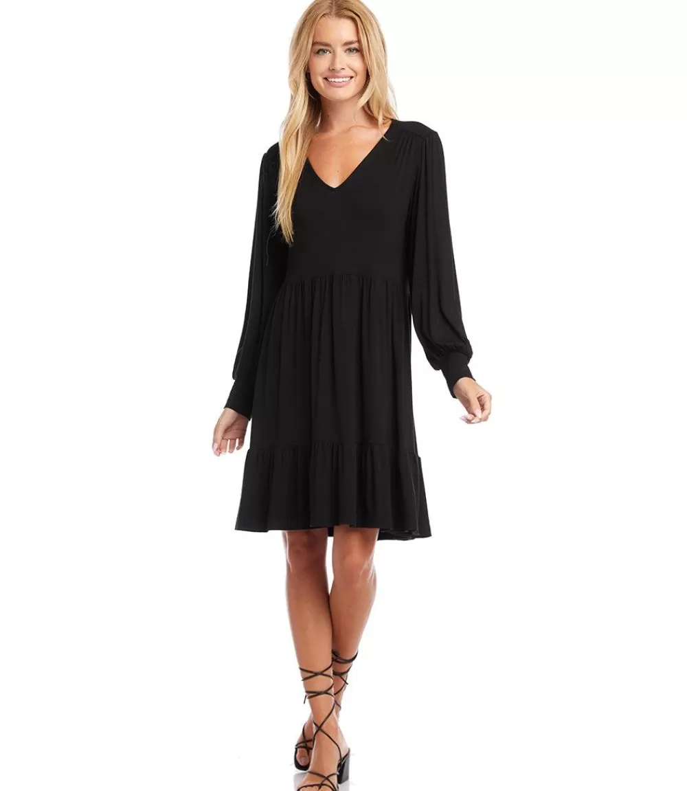 Petite Size Long Sleeve Tiered Dress>Karen Kane Sale