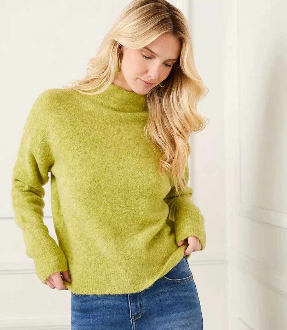 Petite Size Mock Neck Boucle Sweater>Karen Kane Discount