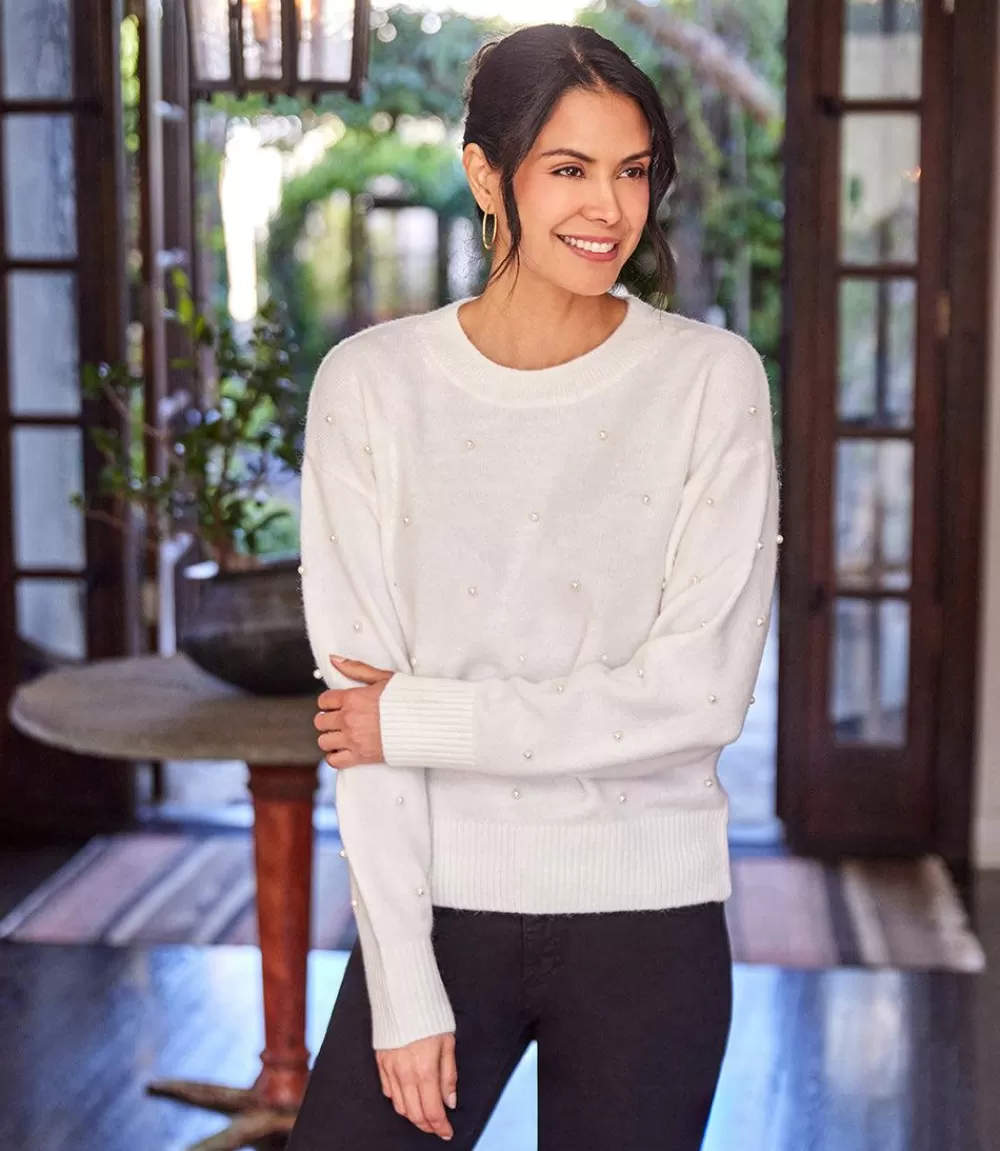 Petite Size Pearl Crewneck Sweater>Karen Kane Online